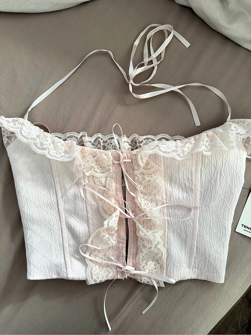 Lace Corset Crop Top in Pink Size Small NWT